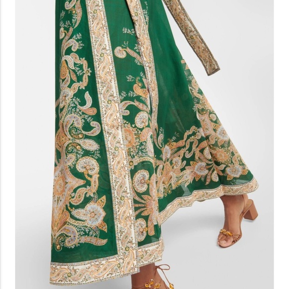 Zimmermann Devi Midi Dress in Emerald & Paisley NWT size 1 - Picture 6 of 14